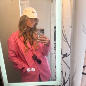 COLLUSION oversized blazer with seam detail in bright pink PU